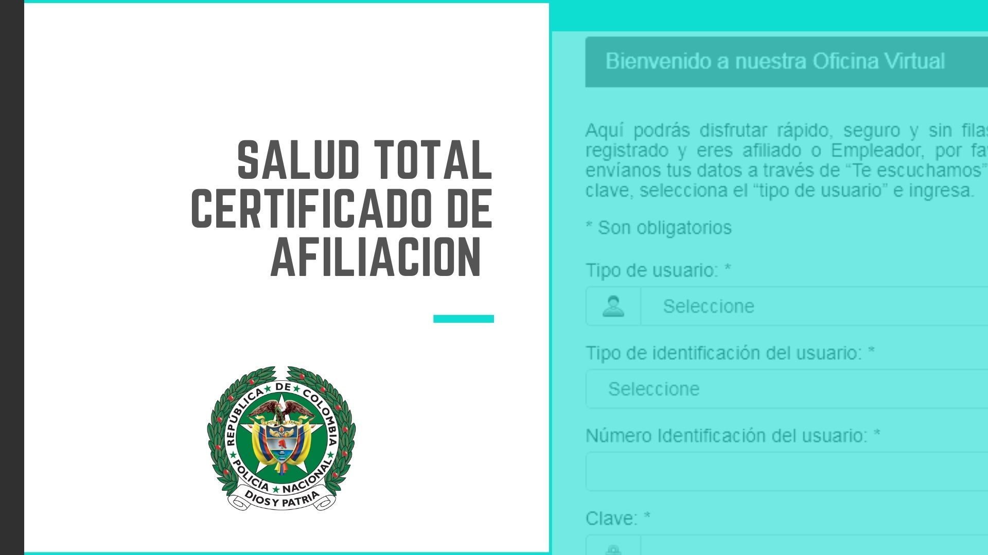 Certificado de afiliacion Salud total y registro en línea