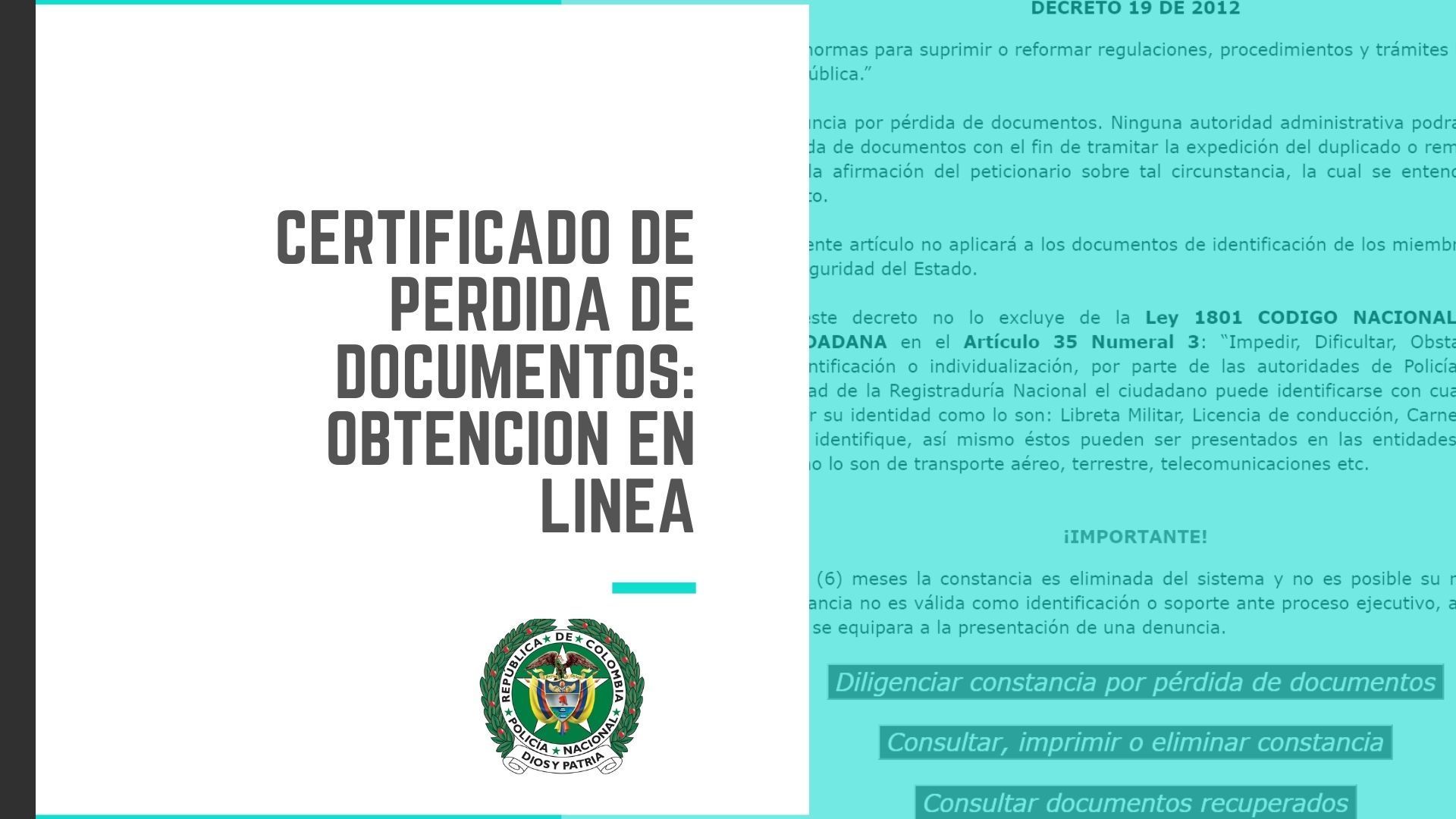 Certificado de pérdida de documentos: Obtención en línea
